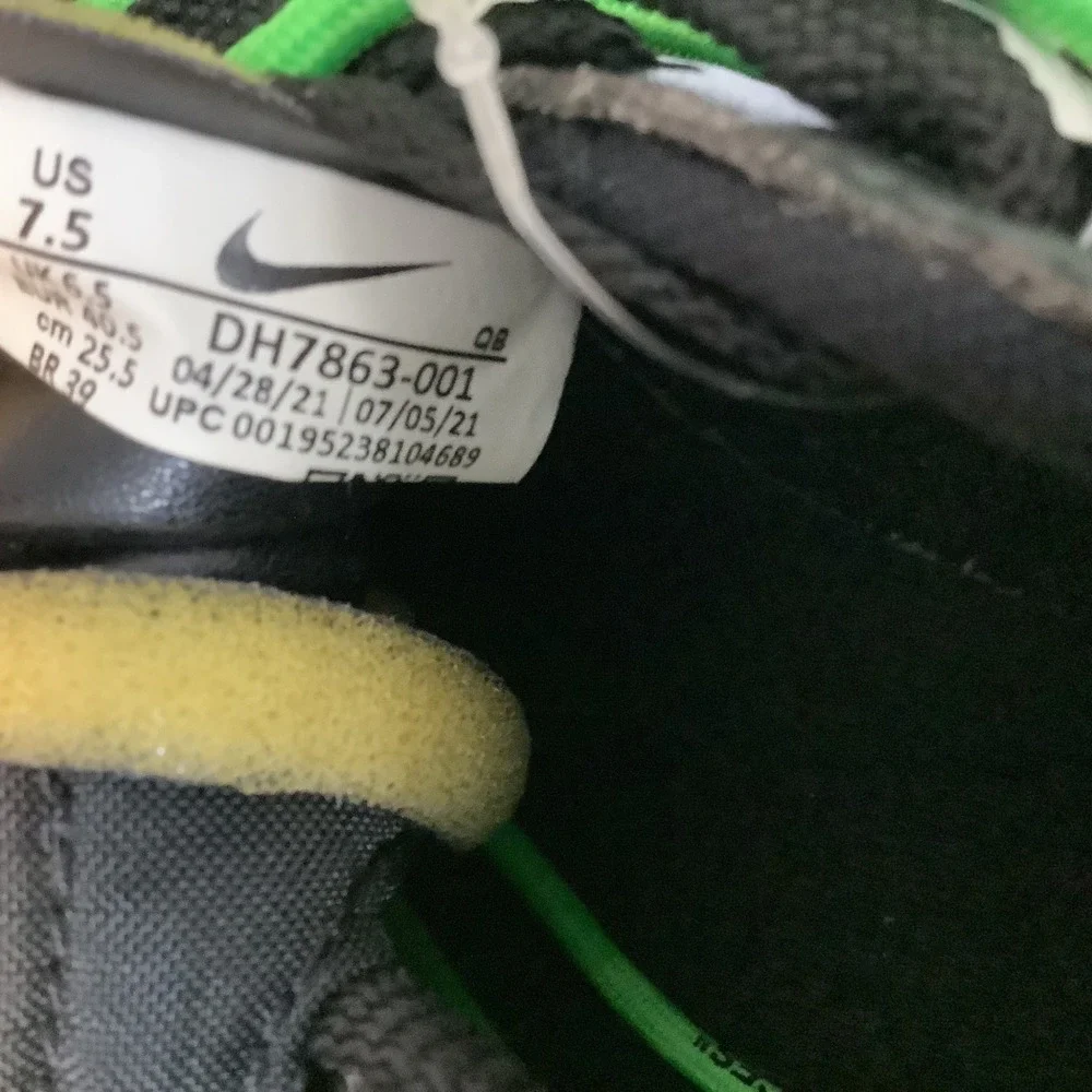 Nike Off-White Blazer Low Black Electro Green Size 7.5 DH7863-001 Mens Sneakers